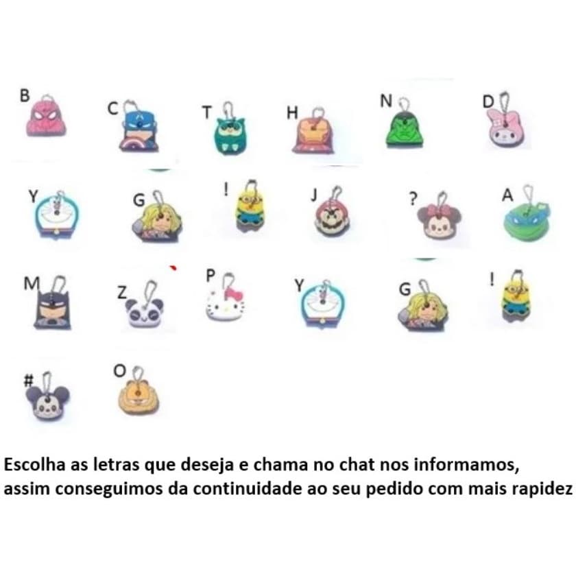 10x Capa Protetor Chave Chaveiro Divertidos Vários Mochila  REF:06Z8 RSI