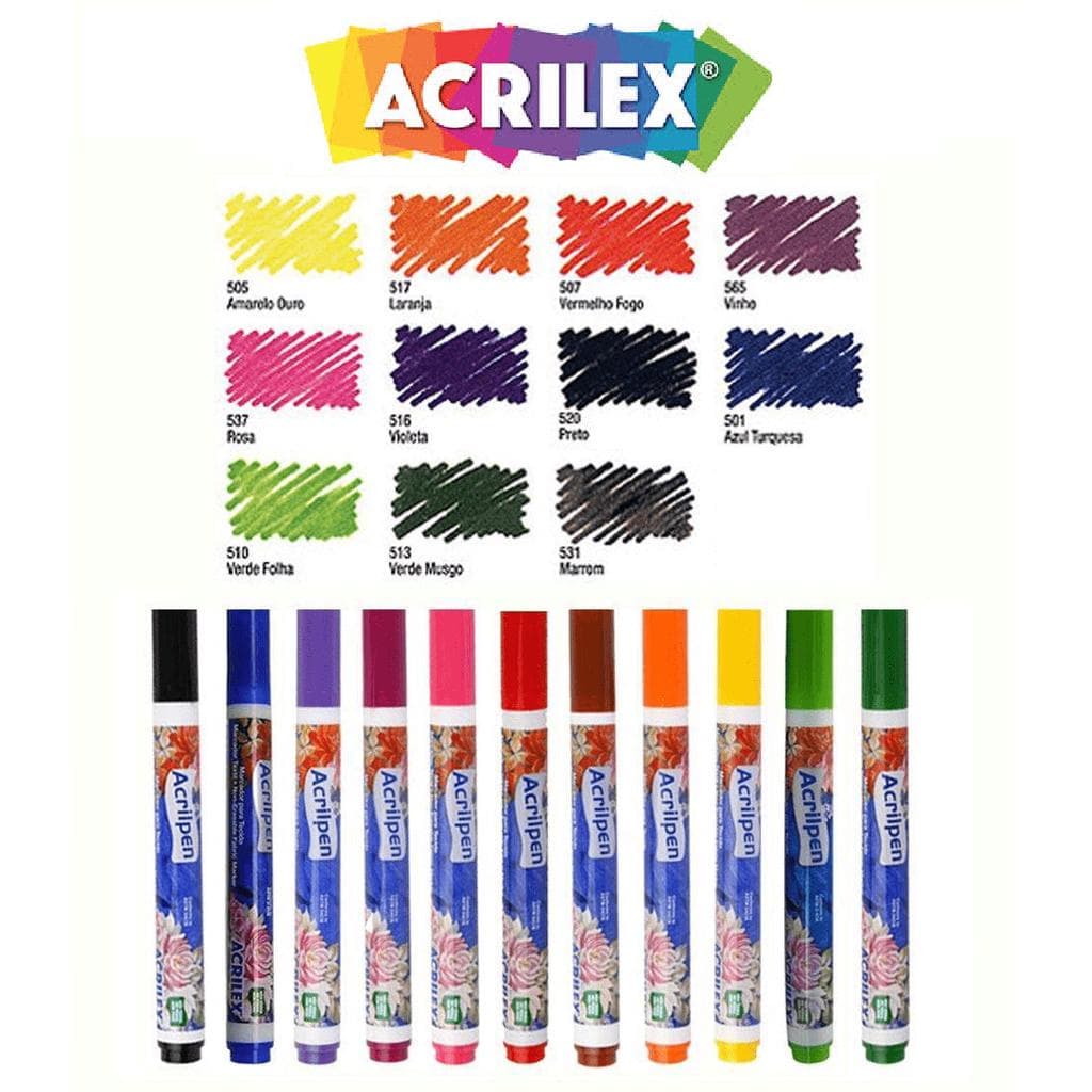 Kit Com 11 Canetas Para Tecido Acrilpen - Acrilex - Promo