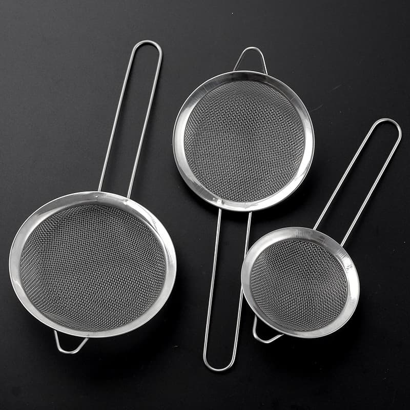 Kit Peneira Coador Em Aço Inox 3Pçs Para Cozinha 3 Tamanhos P M G
