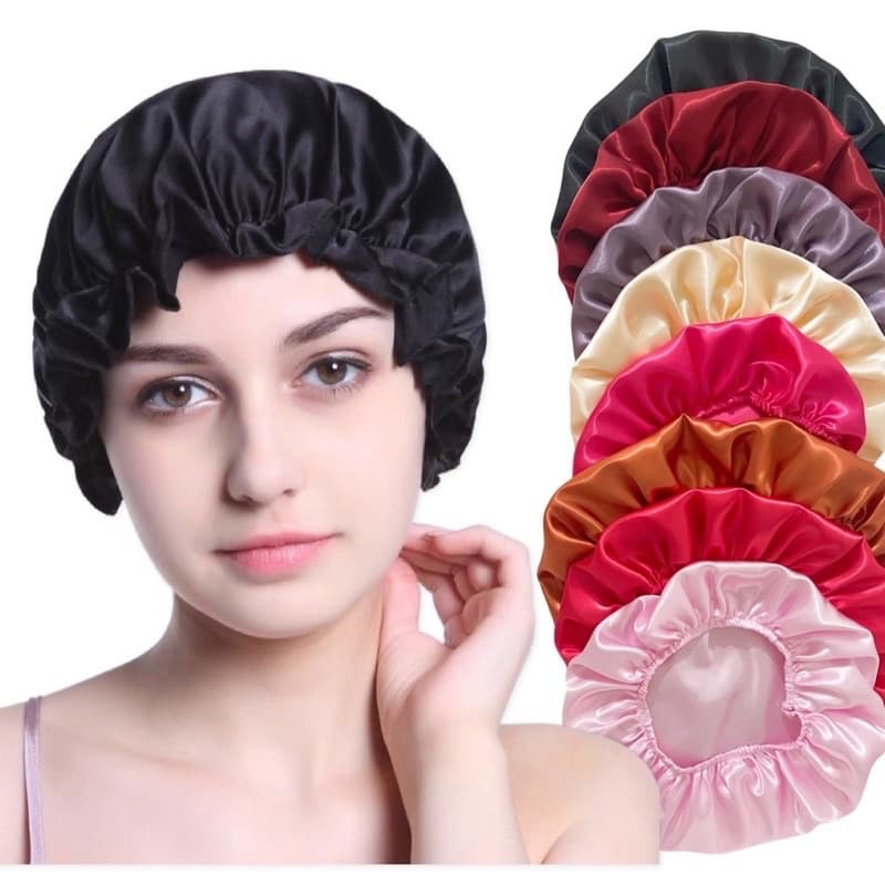 Touca de cetim antifrizz Touca de Banho de Cetim Duplo Impermeável