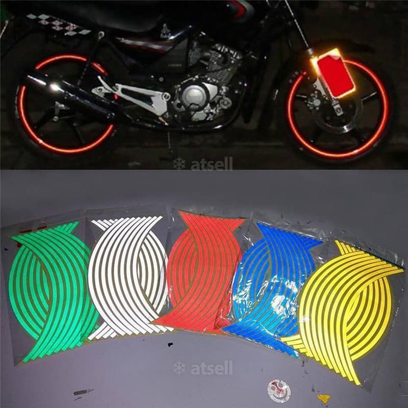 UQ 16PCS Jantes De Motocicleta Listradas De 18 Polegadas Com Adesivos De Fita Adesiva Refletiva Decalque De Roda Listrada
