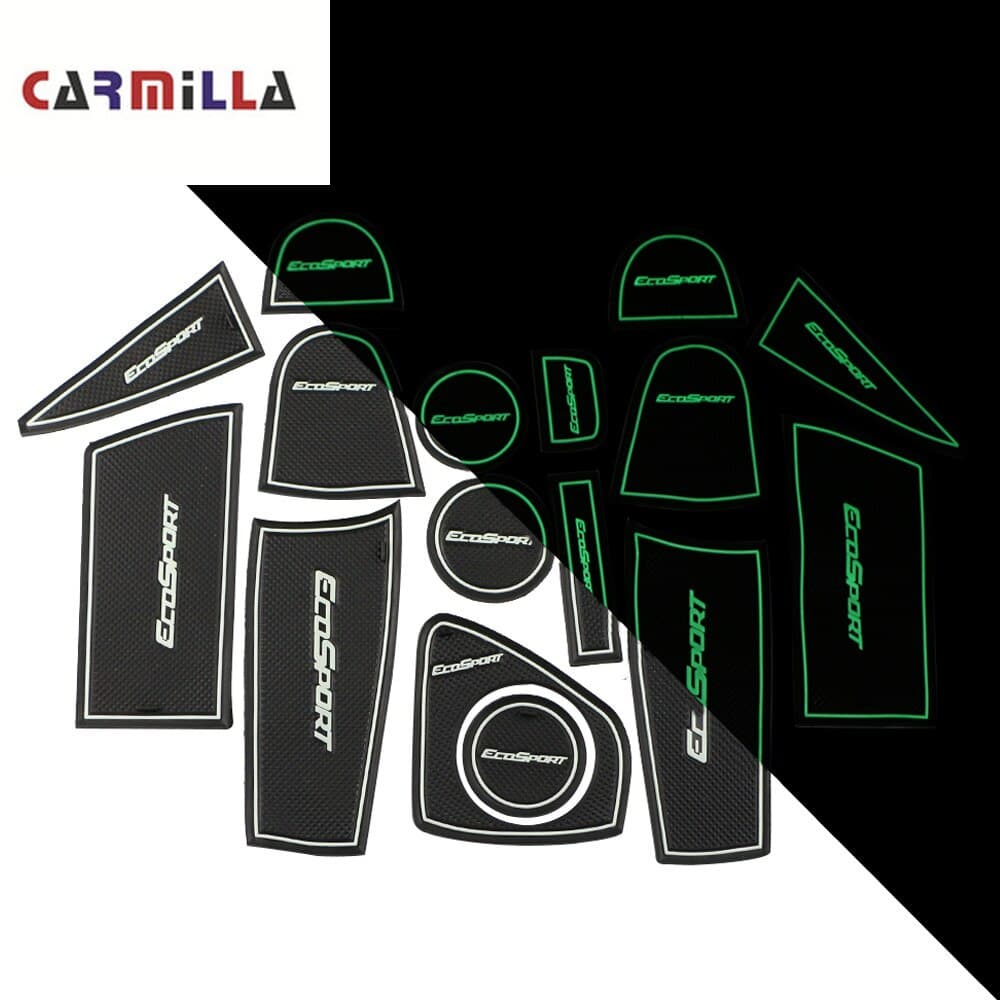 Carmilla Esteira Do Slot De Portão Antiderrapante Pad Porta Carro De Borracha Sulco Copo Mat Acessórios Interiores Para Ford Ecosport 2012-2018