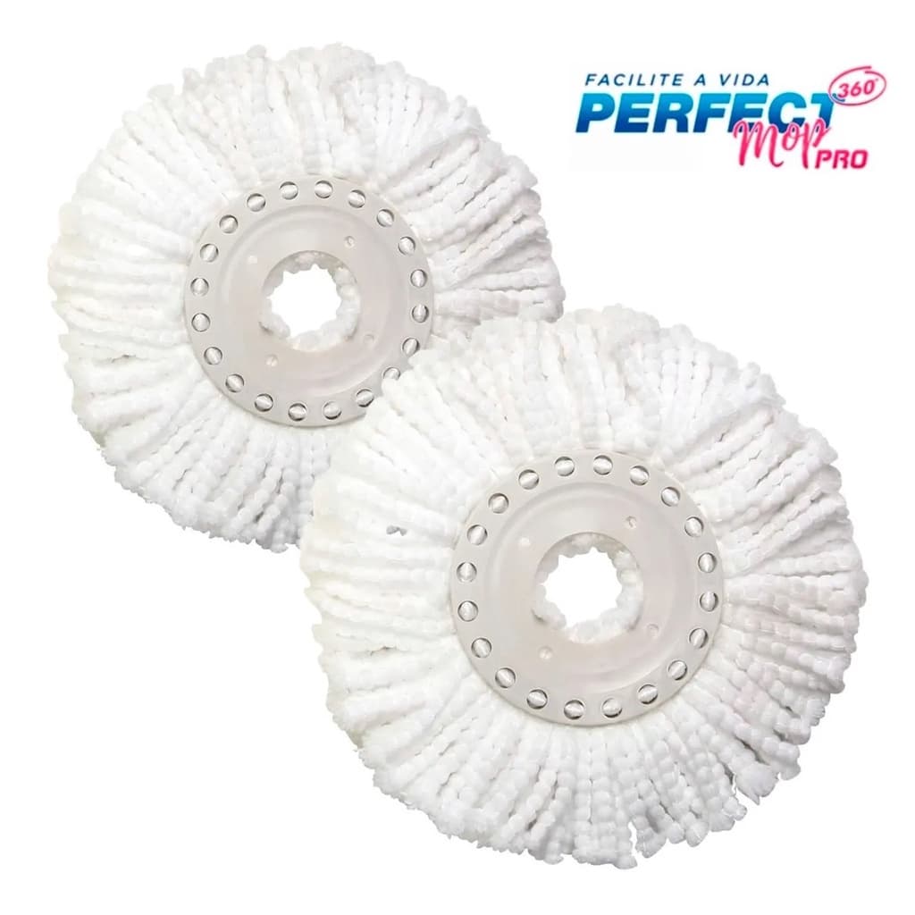 Kit 2 Refil Microfibra 16cm Perfect Pro e Mop Move 360 Universal Limpeza Esfregão 972231