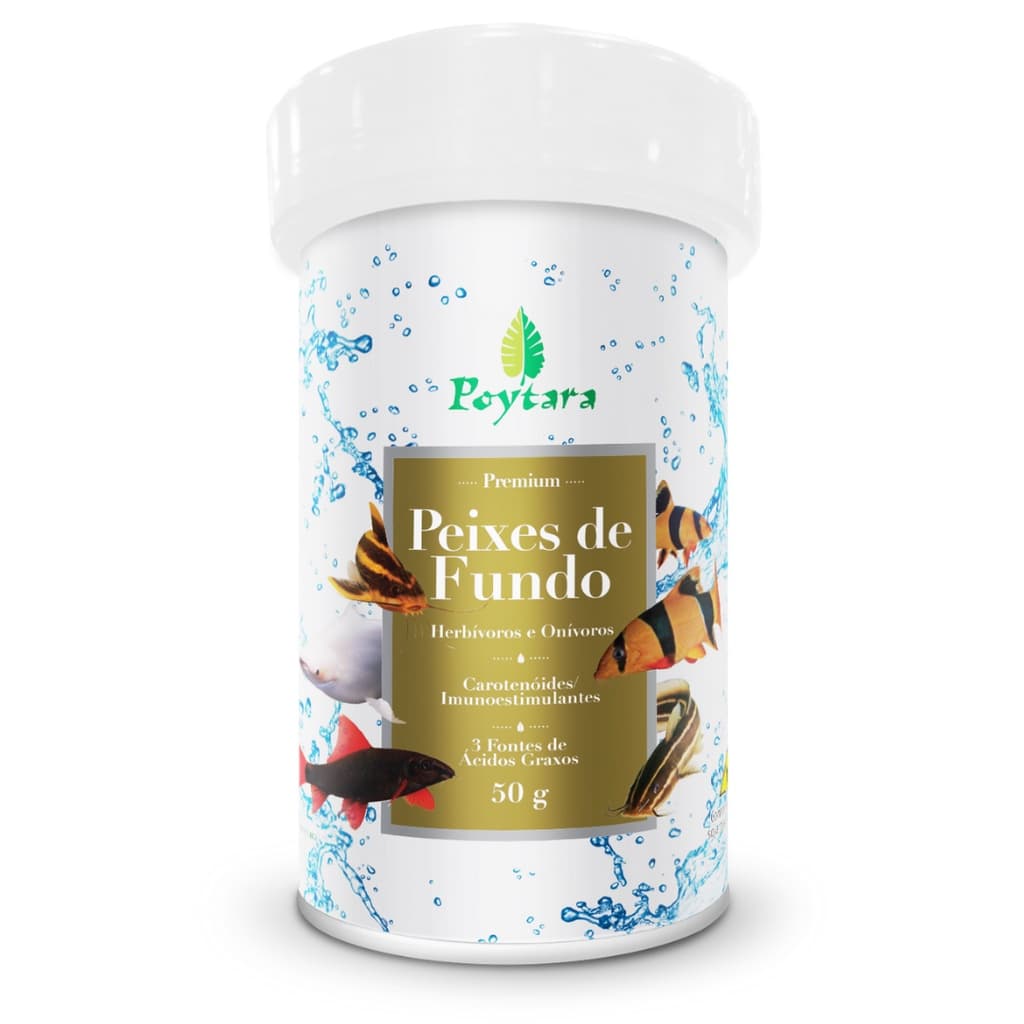 Ração Poytara Peixes De Fundo 50g - Alimento Completo Ideal para Peixes de Fundo