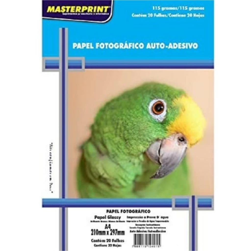 Papel Fotográfico Adesivo A4 Glossy 115g 20 Fls Masterprint Papel Auto Adesivo