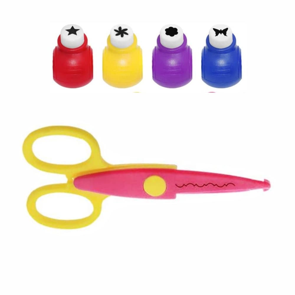 Conjunto De Tesoura Borda Escalope 4 Perfuradores Decorativo