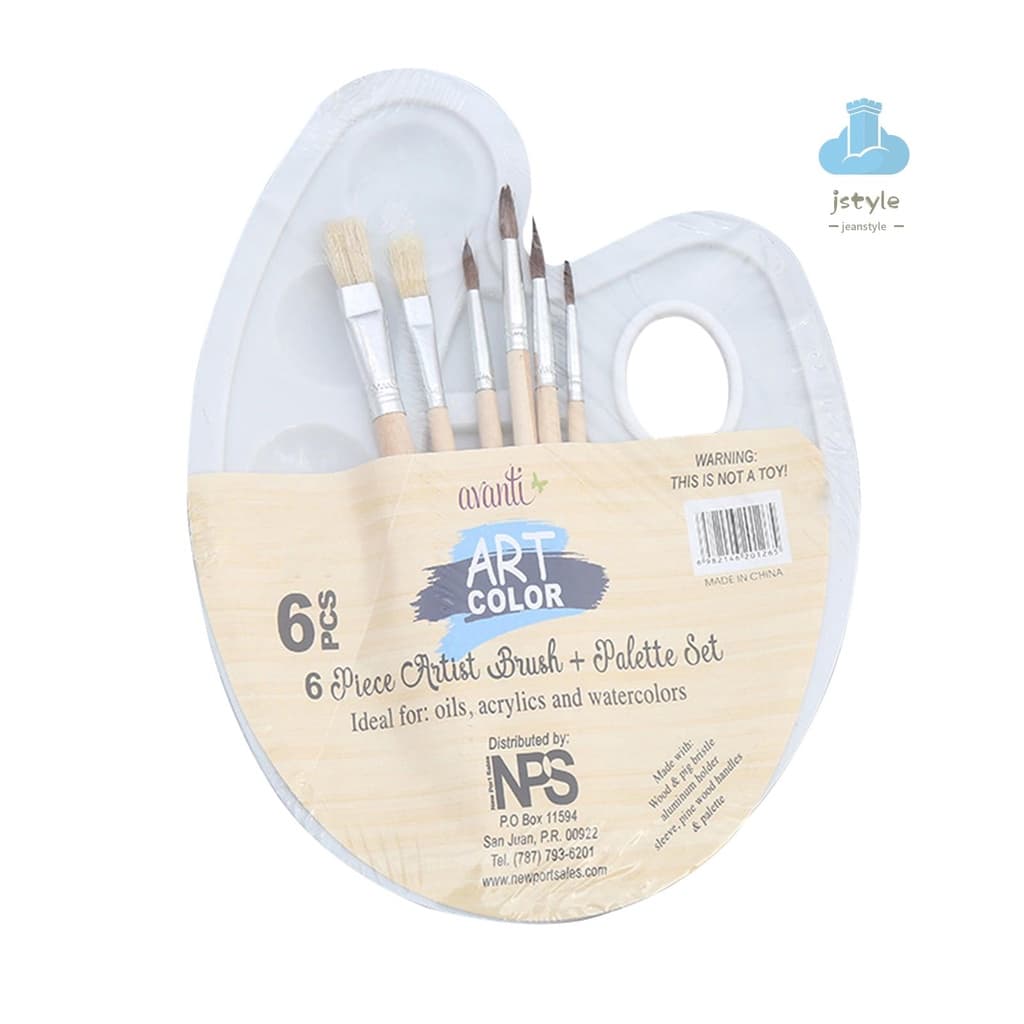 6 Pcs Pintar Escovas E 1 Pc Paleta Bandeja Set Para Crianças Adultos Aquarela Óleo Acrílico Arte Guache Pintura Suprimentos
