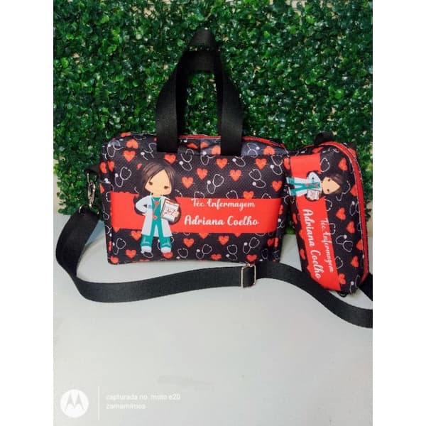 Bolsa profissão Personalizada com alça transversal + estojo