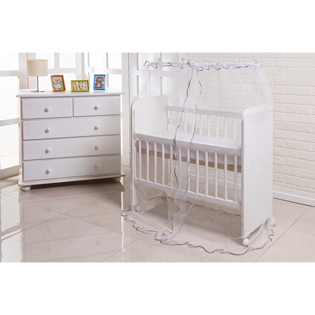 Mosquiteiro para mini berço de bebe Cinza e Branco - Véu para mini Berço bebe Menino Cinza