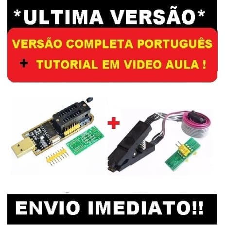 Kit Gravador Programador ch341a Eprom Ch341a + Pinça Jacaré Soic8