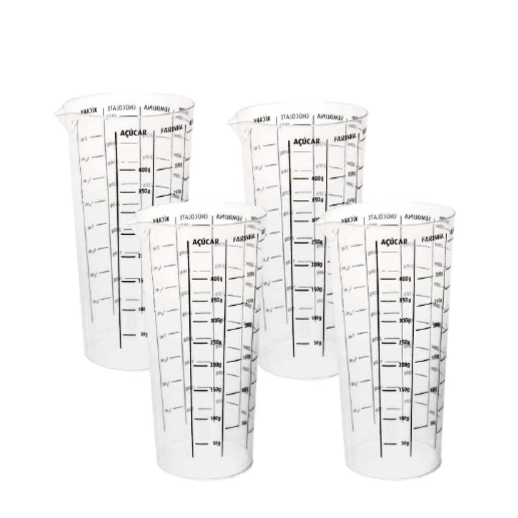 Kit 4 Copos Dosadores 500 Ml Com Bico Dosador