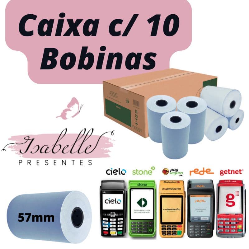 Bobina para máquina de cartão, caixa com 10 Rolos