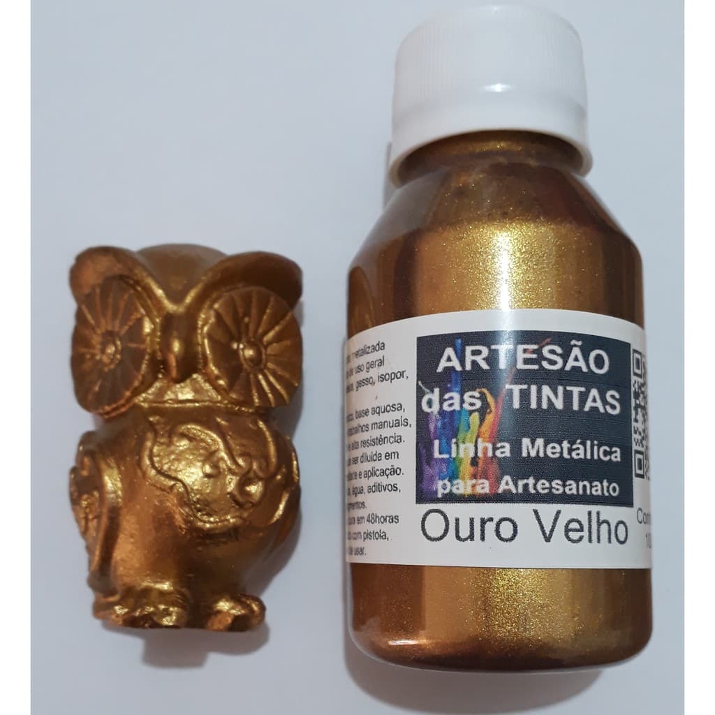 Tinta OURO VELHO Metálica - Tinta Para Arte e Artesanato, gesso - 100Ml