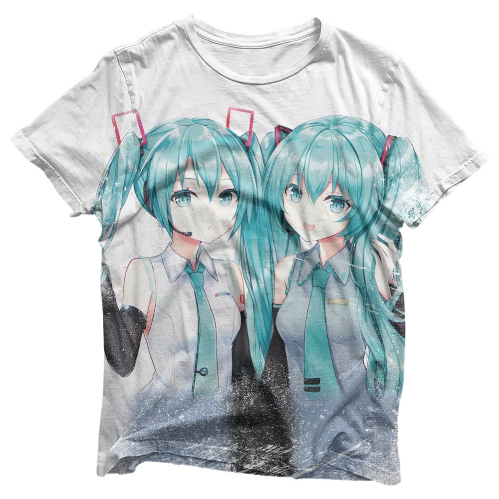 Camisa Hatsune Miku em Dobro - Camisas Vocaloid Estampa Total
