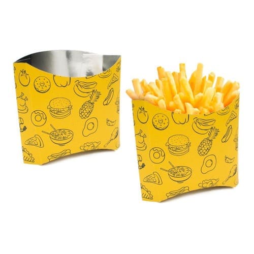 Caixa Grande Para Batata Frita Interior Metalizado 50 Unids.