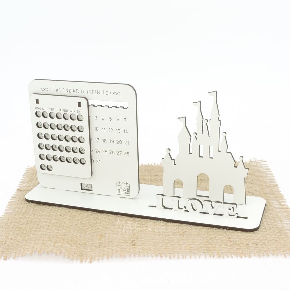 5 Calendário Infinito Personalizado Mdf Branco - Castelo