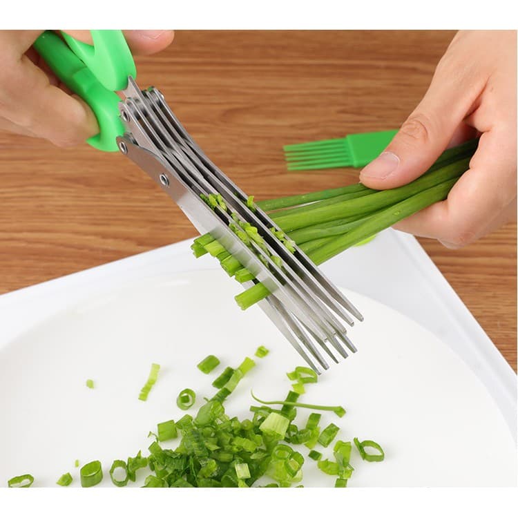 Tesoura para cozinha-Cortar, Picar Legumes, Verdura e Ervas-5 Lâminas Inox