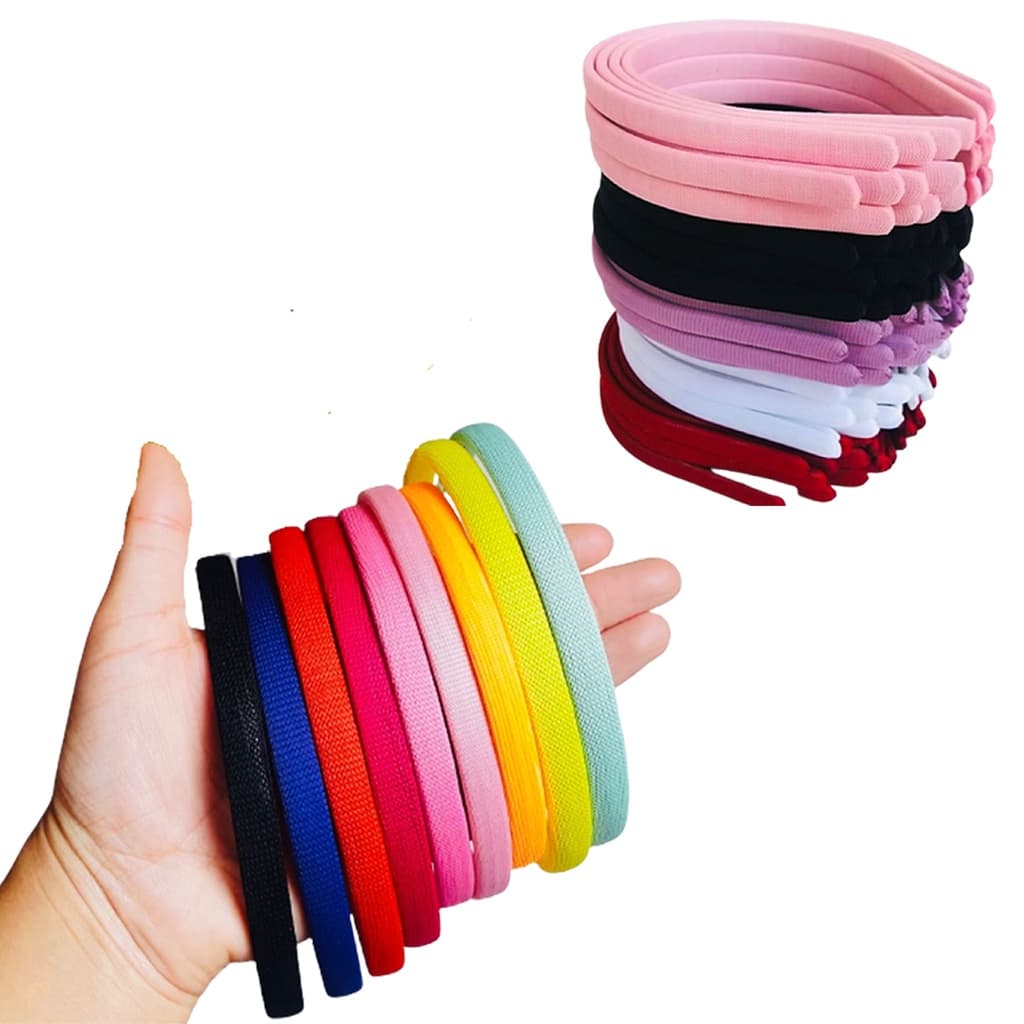 Kit 12 Tiara Encapada Forrada Montagem Colorida Customizar Cores Vivas 10mm 1cm - Escolha a Cor