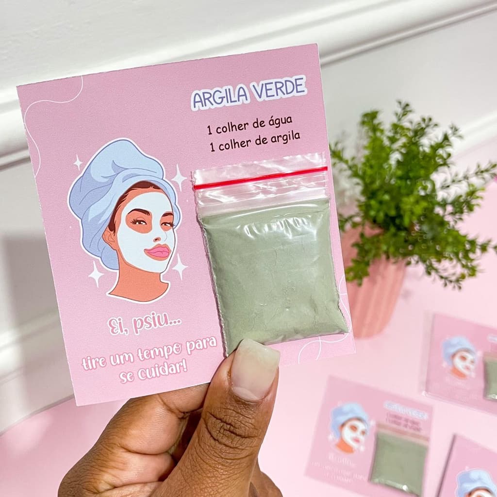 30 Mimo para cliente - Cartão + sachê argila  - Agradecimento