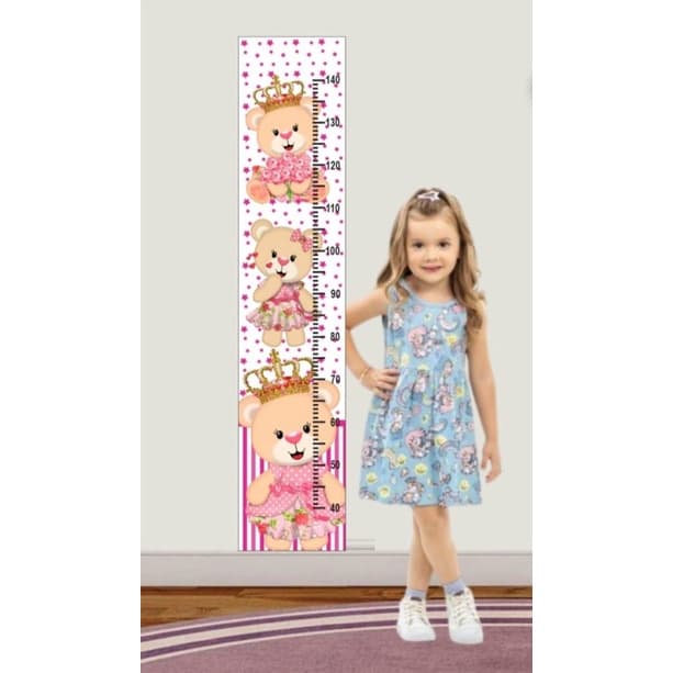 Régua crescimento infantil Ursinho rosa
