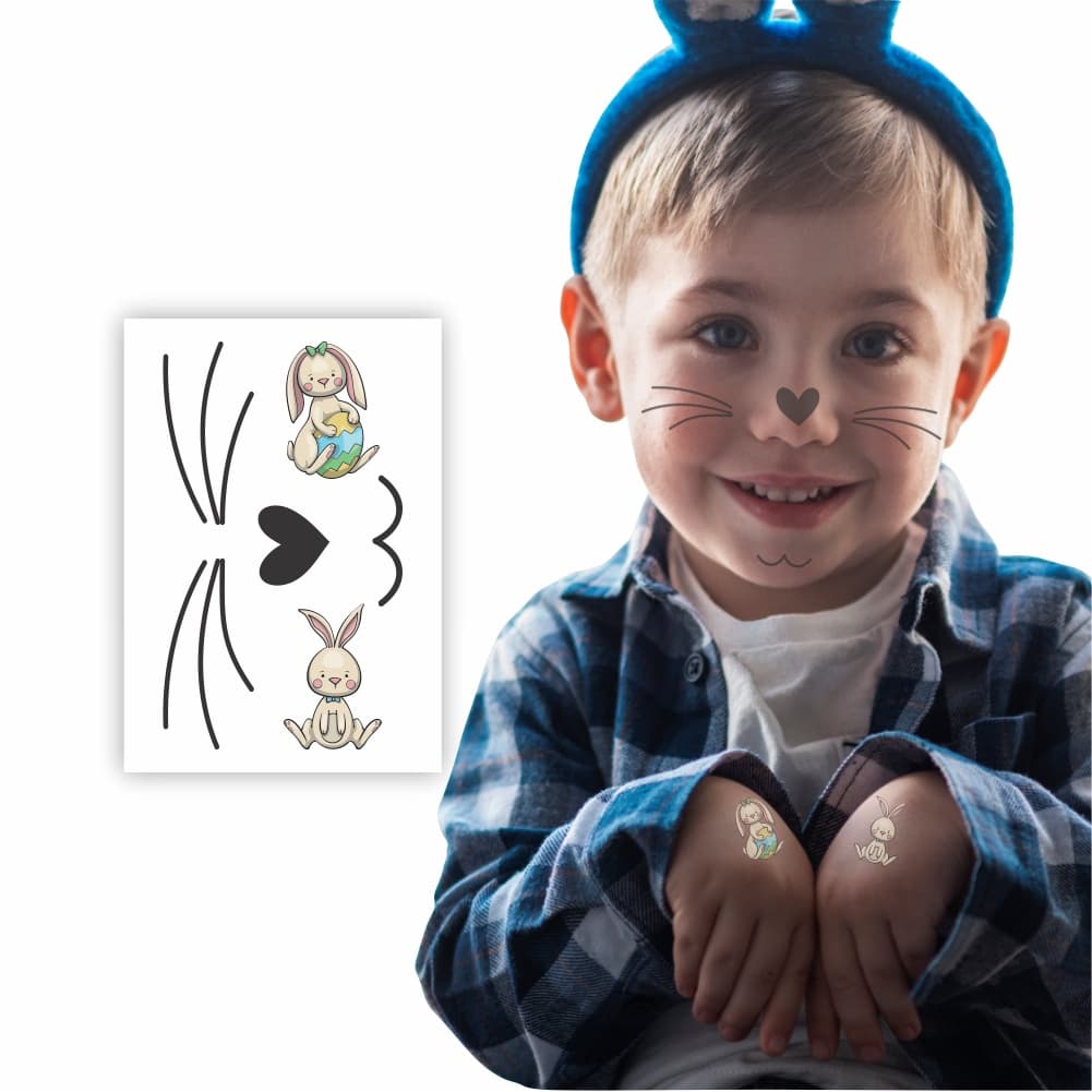 Tatuagem Temporária Infantil Coelho da Páscoa | Face Tattoo Fantasia