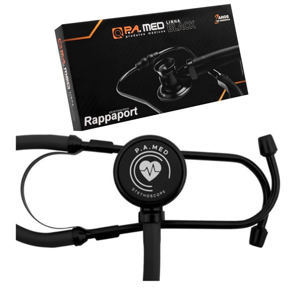 Estetoscópio Linha Black BIC PA MED Rappaport com Olivas e Película do Diafragma de Reserva