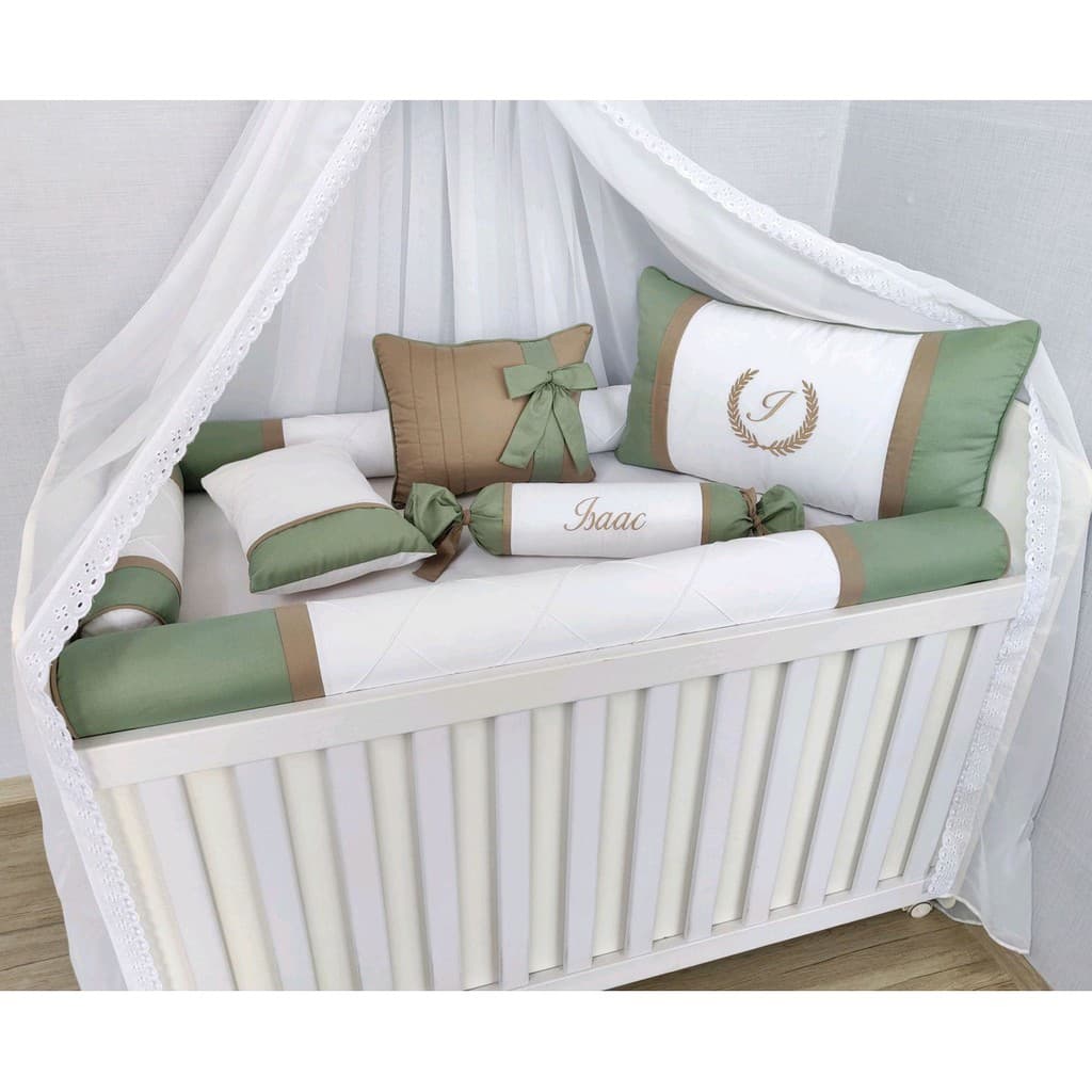 Kit berço rolinho menino verde oliva