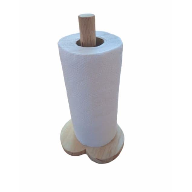 suporte coraçao papel toalha cozinha de madeira de pinus