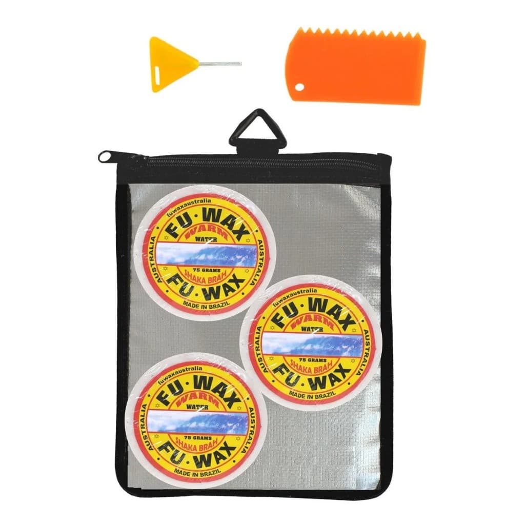 Kit Surf 3 Parafinas Surf+ Chave+ Raspador+ Estojo - Fu Wax