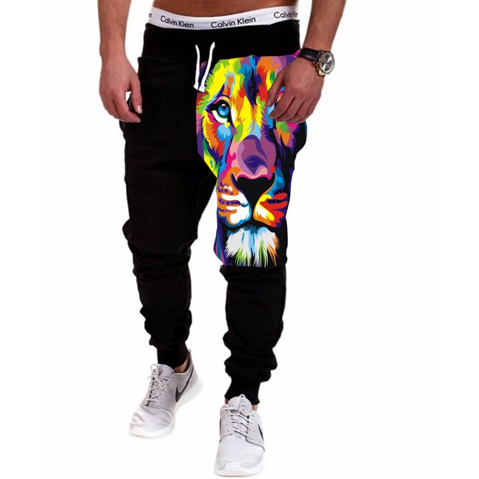 Calça Masculina de Moletom estampada por Sublimação Leão Colorido A199