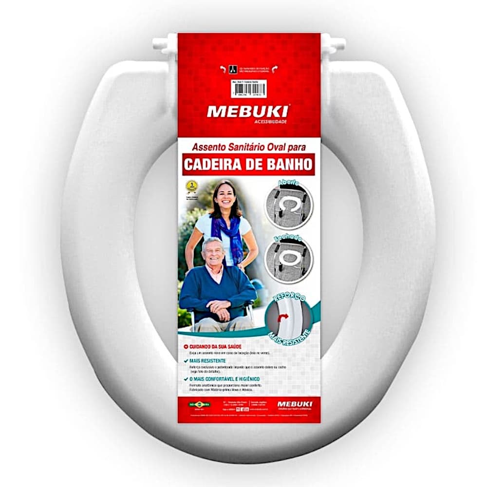 Assento Sanitário Fechado P/ Cadeira de Banho Branco Mebuki