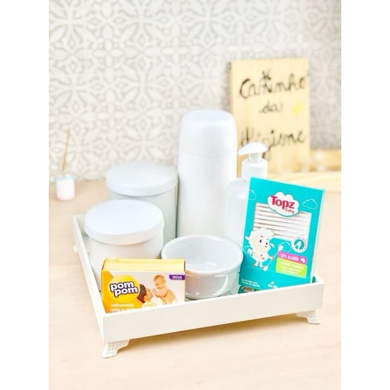 Kit Higiene Bebê Porcelana Branco completo brinde