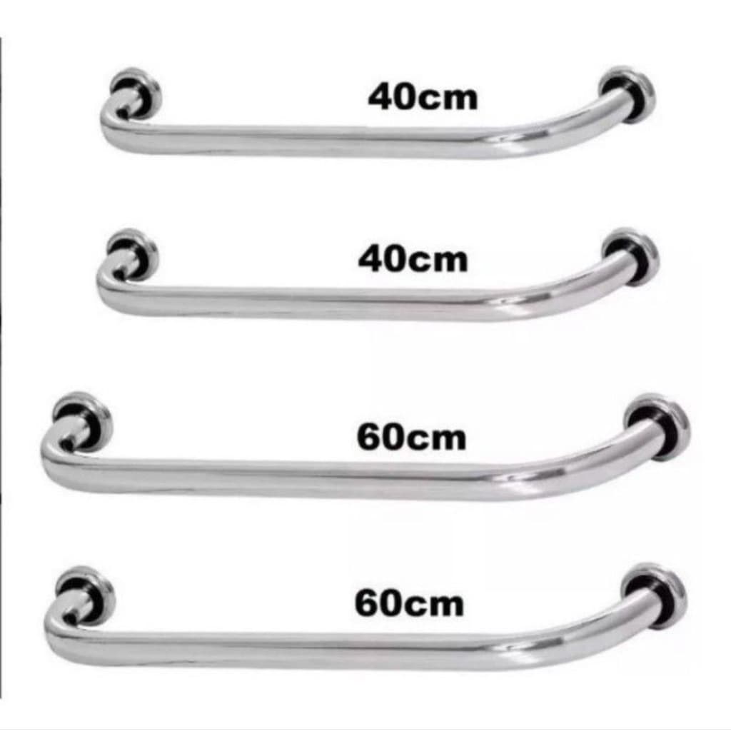 Kit 4 Barras Alças Suporte Apoio Deficiente Idoso 40/40 E 60/60cm Cor Cromado