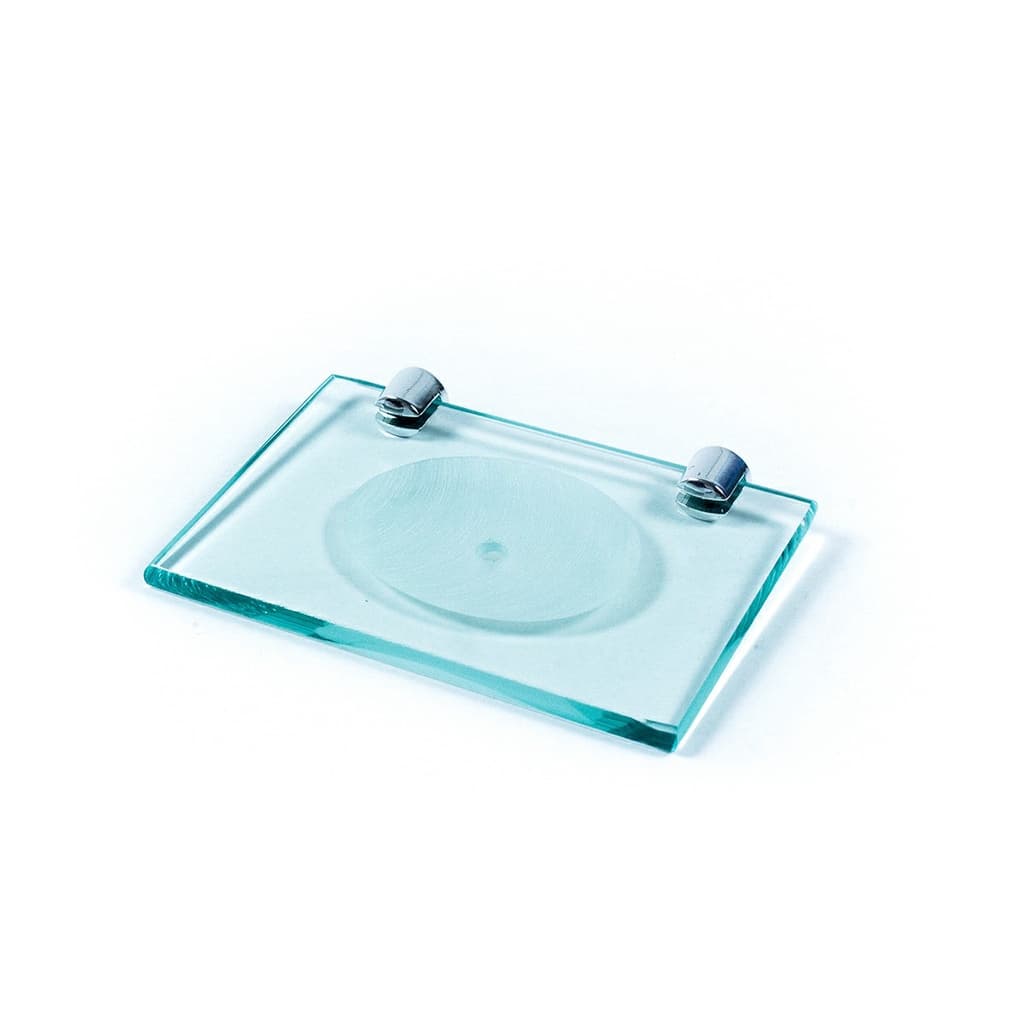 Saboneteira para banheiro em vidro INCOLOR com furo para escoar a água.