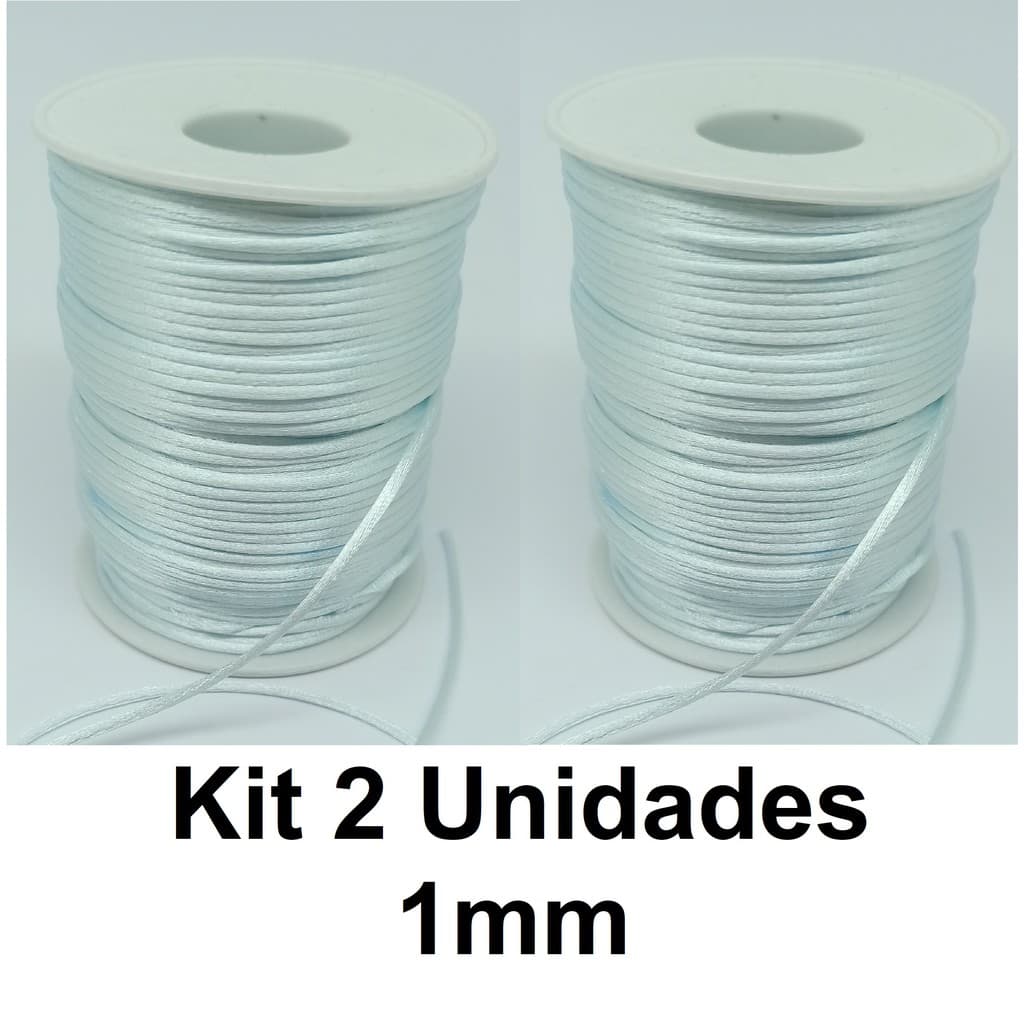 Fio De Seda Acetinado Rabo de Rato 1mm Rolo 100 Metros - Azul Claro Kit 2 Unidades