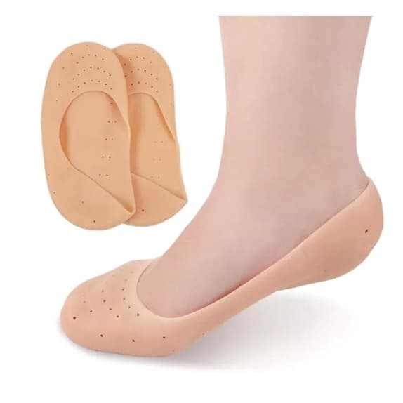 Meia Silicone Hidratante Pe Calcanhar Antiderrapante Aumento pes Protetor Silicone Pe Sapato Par de Meia Palmilha