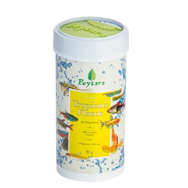Ração Para Peixes Tropicais Flocos 30g Poytara