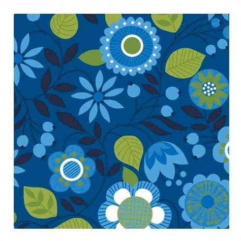 Tricoline Estampado- Eva E Eva - Coleção Bohemia - Floral Azul - 50cm X 1,50m