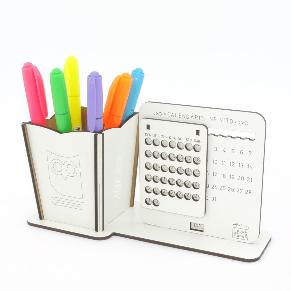 5 Calendário Infinito e Porta Lápis Personalizado Mdf - Pedagogia