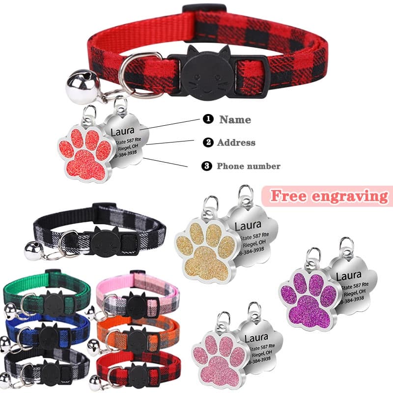 Promoção Coleira para Gatos regulável gravada nome e telefone - Entrega no mesmo dia