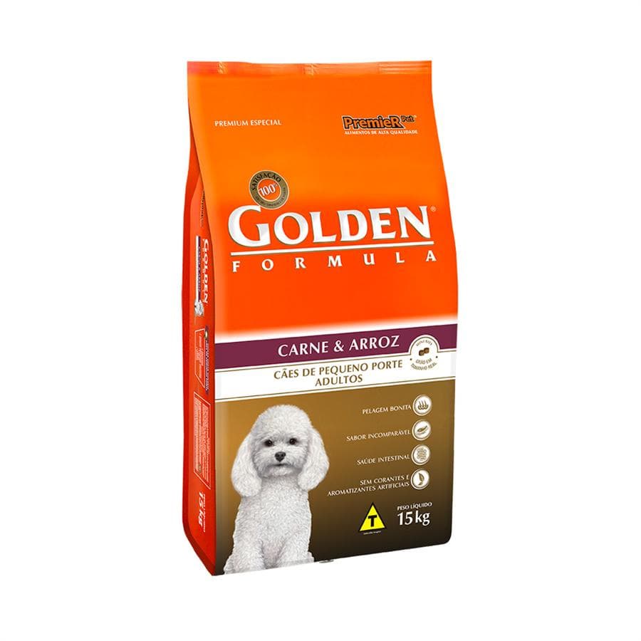 Ração Golden Formula Mini Bits Cães Adultos Raças Pequenas Carne e Arroz 1kg
