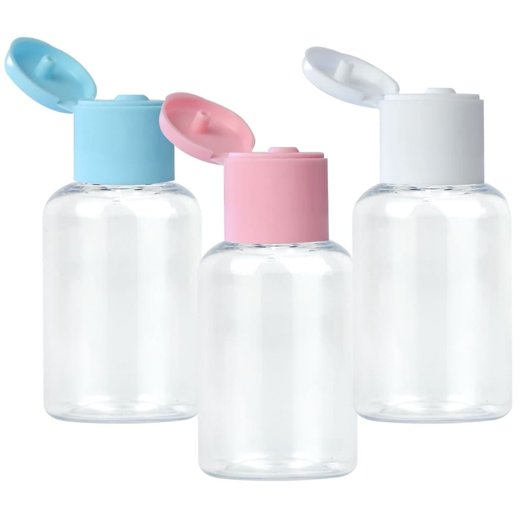 100 Mini Frascos Pet 30ml Tampa Flip Top Álcool Gel Shampoo