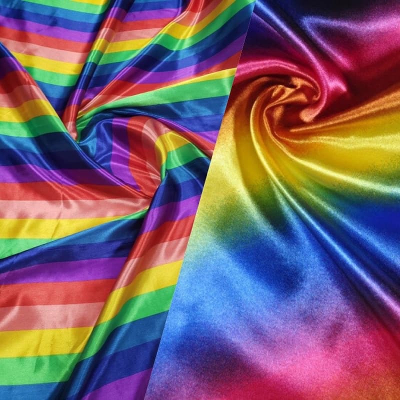 Tecido Cetim Arco Íris LGBTQIA+ - Tamanho 1m x1,50m