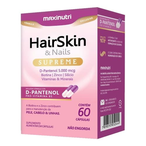Hair Skin & Nails Supreme D-Pantenol 5000mcg 60 Cápsulas
