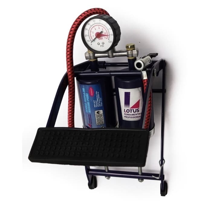 Bomba De Ar Dupla De Encher Pneu Com Pedal Lotus