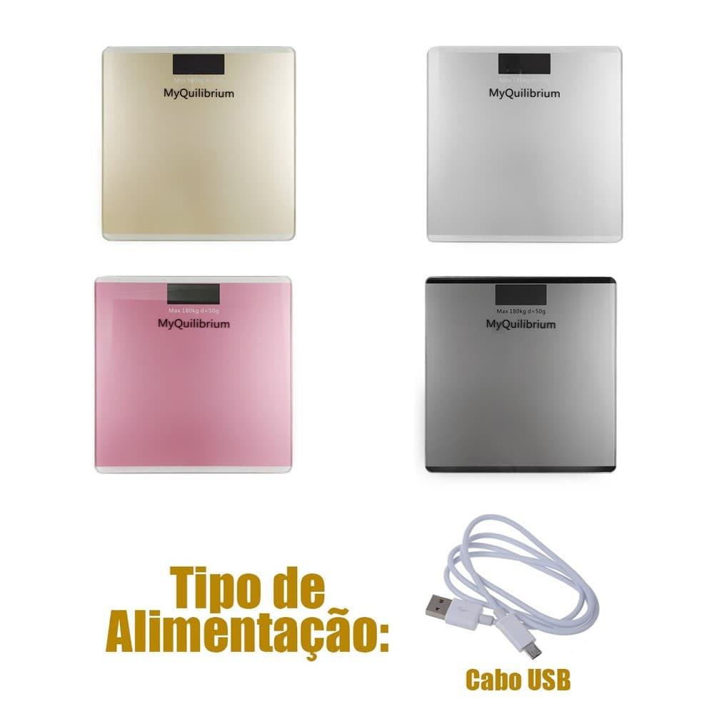 Balança Digital De Vidro Temperado Cores Metálicas Até 180kg
