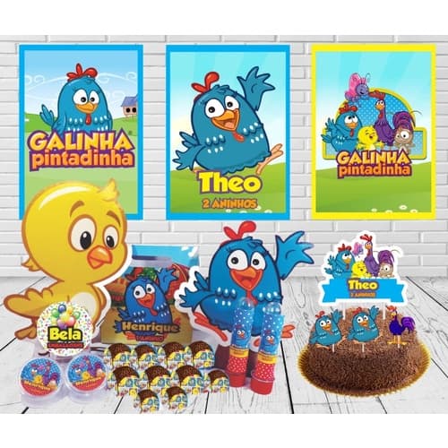 Kit Festa Infantil 300pçs - Galinha Pintadinha Personalizado
