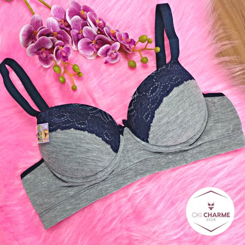 Sutiã reforçado com bojo alça larga confortável algodão sutian de bojo (MESCLA)