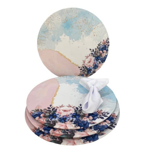 Capa Para Sousplat Suplá Mesa Posta Kit 4 Bases + 4 Capas + 4 Guardanapos + brinde