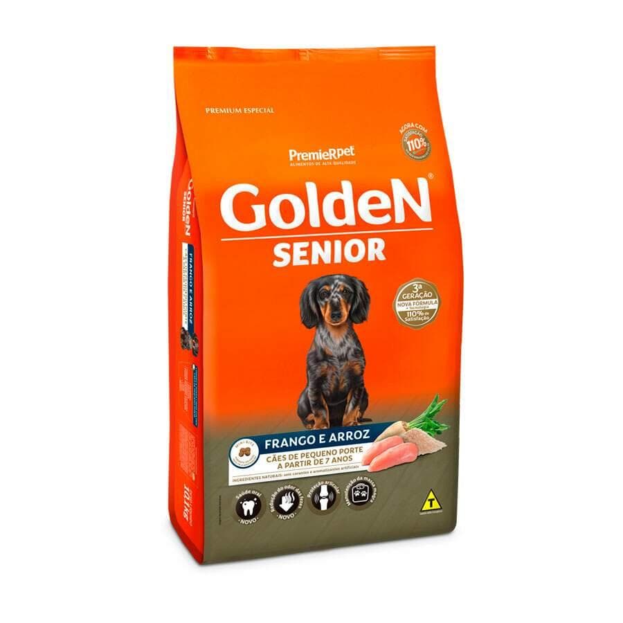 Ração Golden Mini Bits Senior Cães Adultos Pequenos Frango e Arroz 10Kg